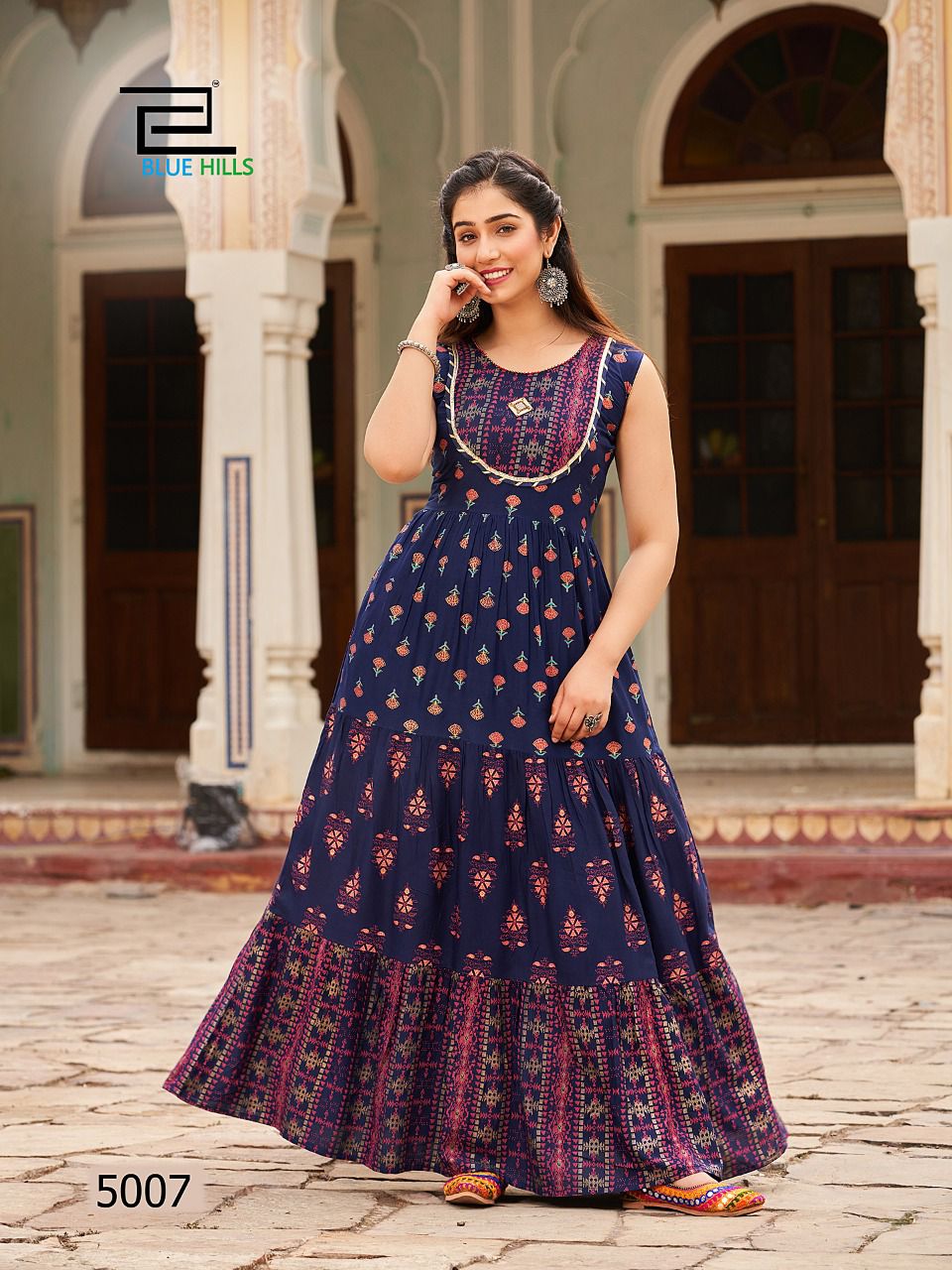 BLUE HILLS Hotstar 5 Printed Designer Festive Wear Long Kurtis Collection